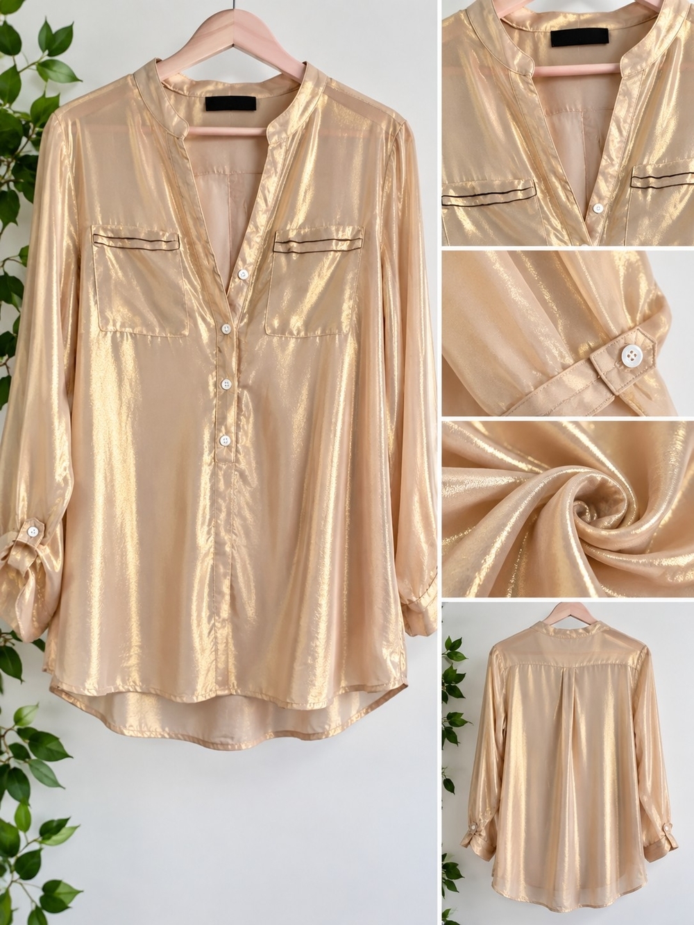 Elegant Champagne/Gold Blouse ✨